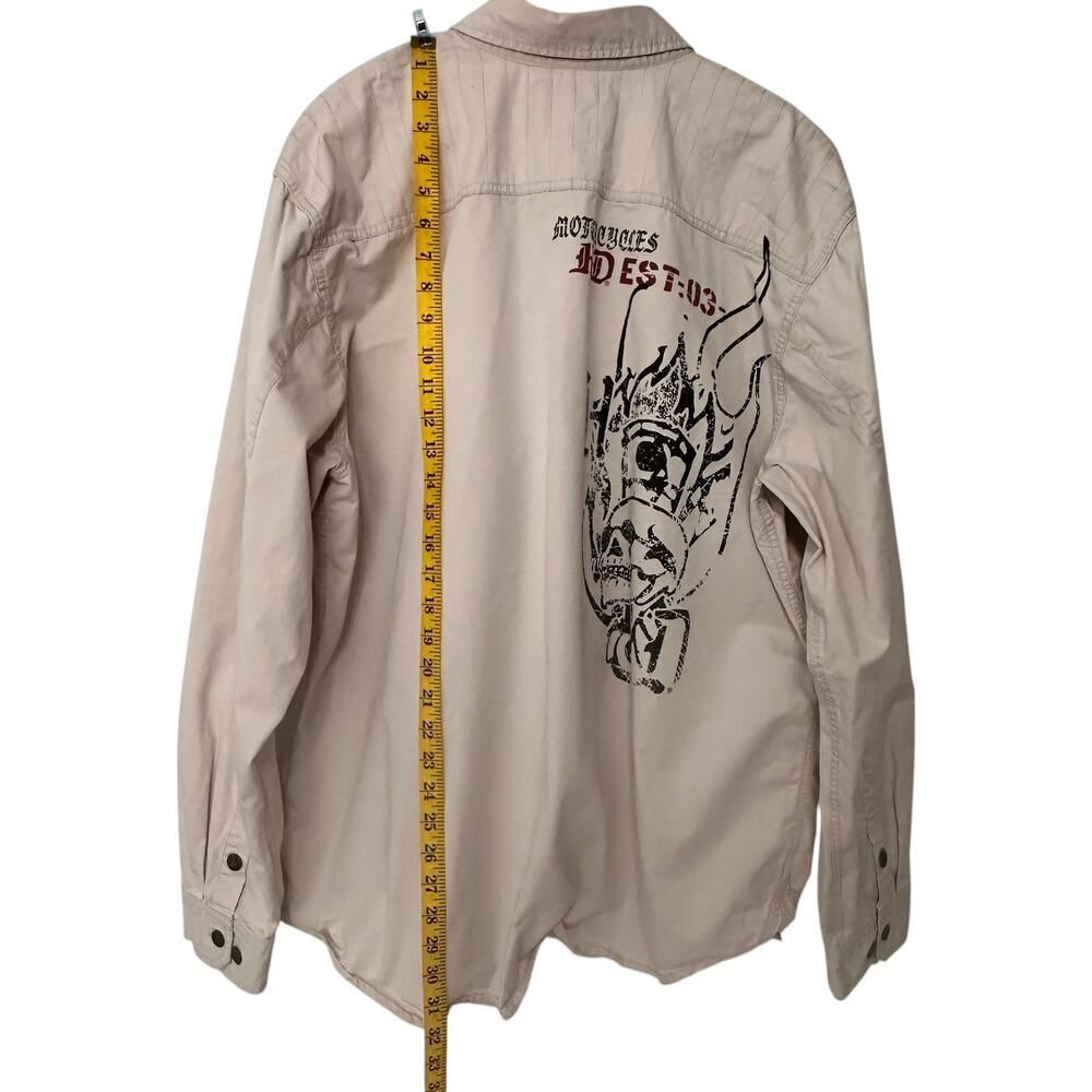 Harley-Davidson Men’s 100% Cotton Twill Graphic Long Sleeve Shirt Cream 2X - Picture 9 of 13